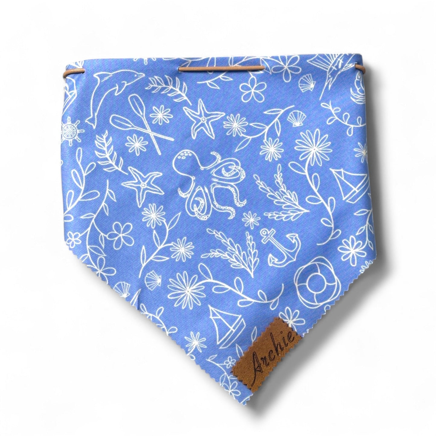 Beach Vibes leather drawstring Dog Bandana - hundhaus.dog