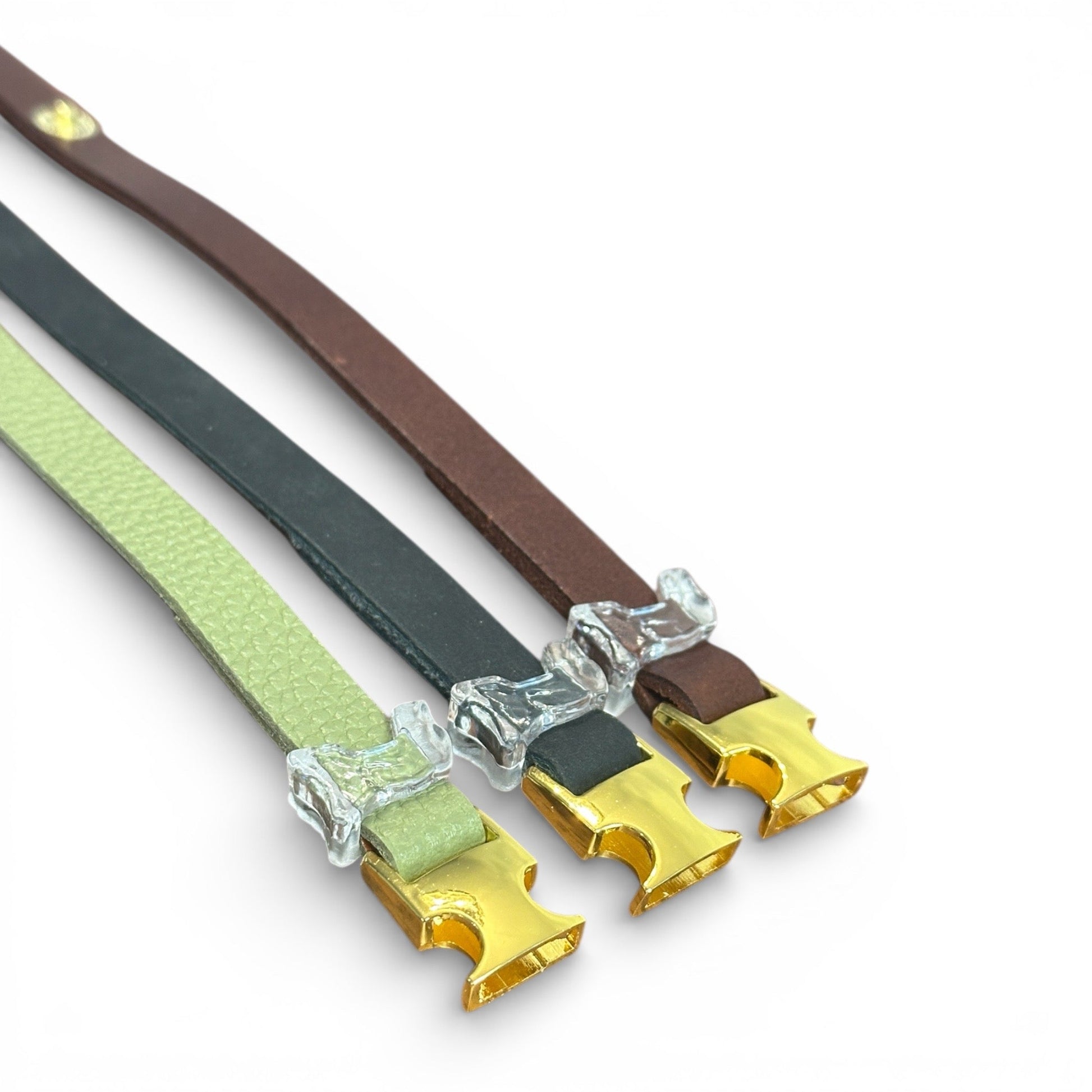 Adjustable Leather Strap Dog Bandana With Gold Hardware & Interchangeable Prints - hundhaus.dog