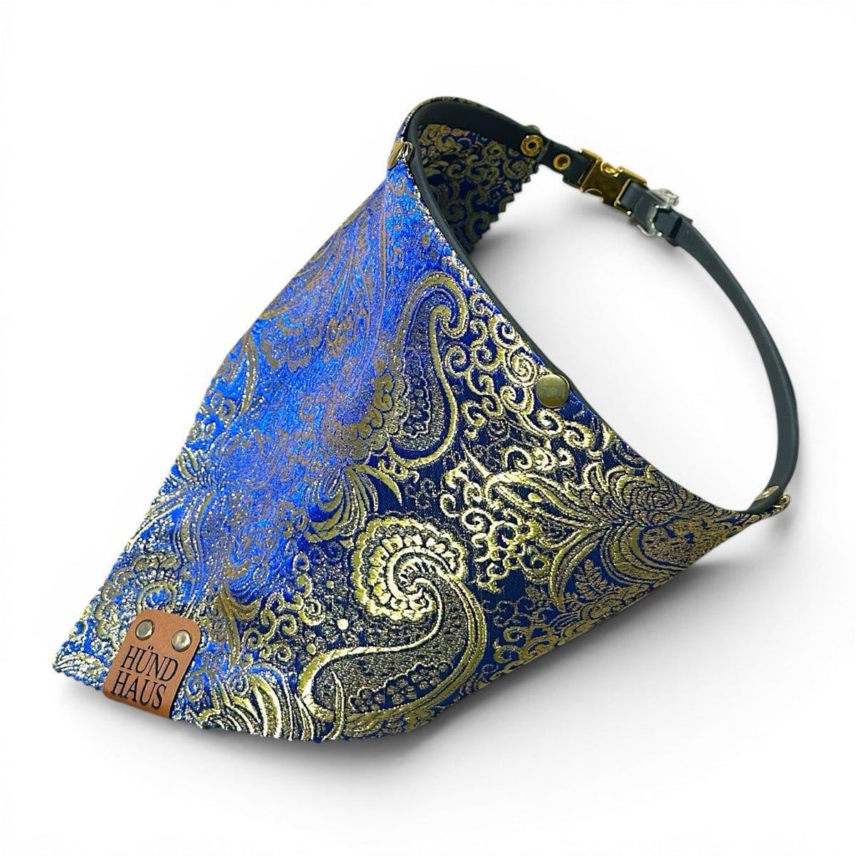 Adjustable Strap Dog Bandana With Gold Hardware & Interchangeable Prints - hundhaus.dog