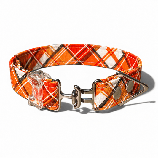 Classic Collar - Amber Plaid - Silver Hardware - hundhaus.dog