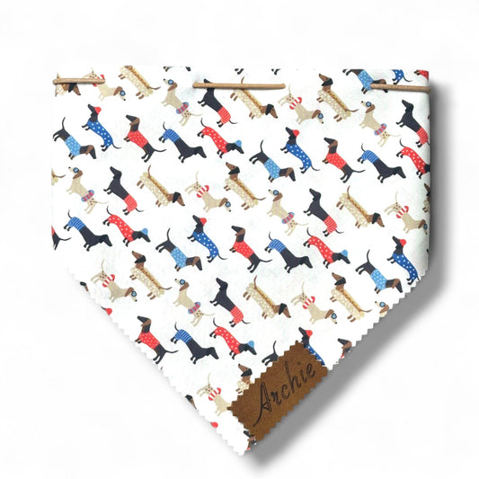 Dapper Dachshund leather drawstring Dog Bandana - hundhaus.dog