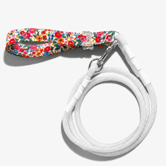 Handmade Garden Party Rope Dog Leash — Gold or Silver Hardware - hundhaus.dog