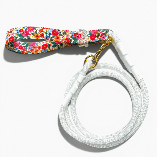 Handmade Garden Party Rope Dog Leash — Gold or Silver Hardware - hundhaus.dog