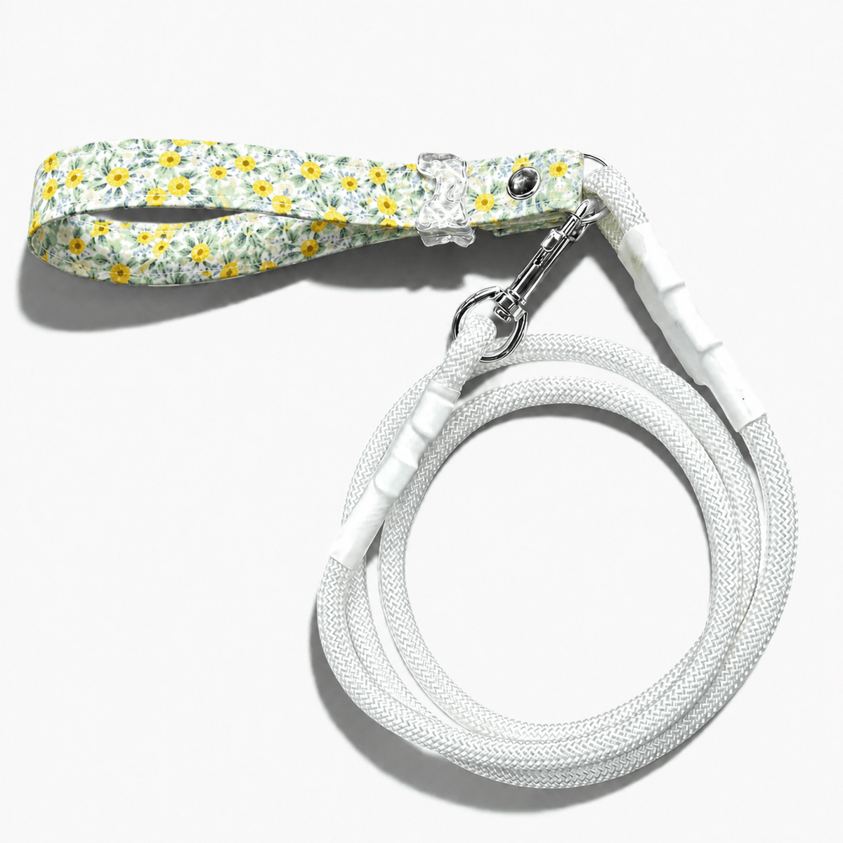 Handmade Yellow Rosebud Rope Dog Leash — Gold or Silver Hardware - hundhaus.dog