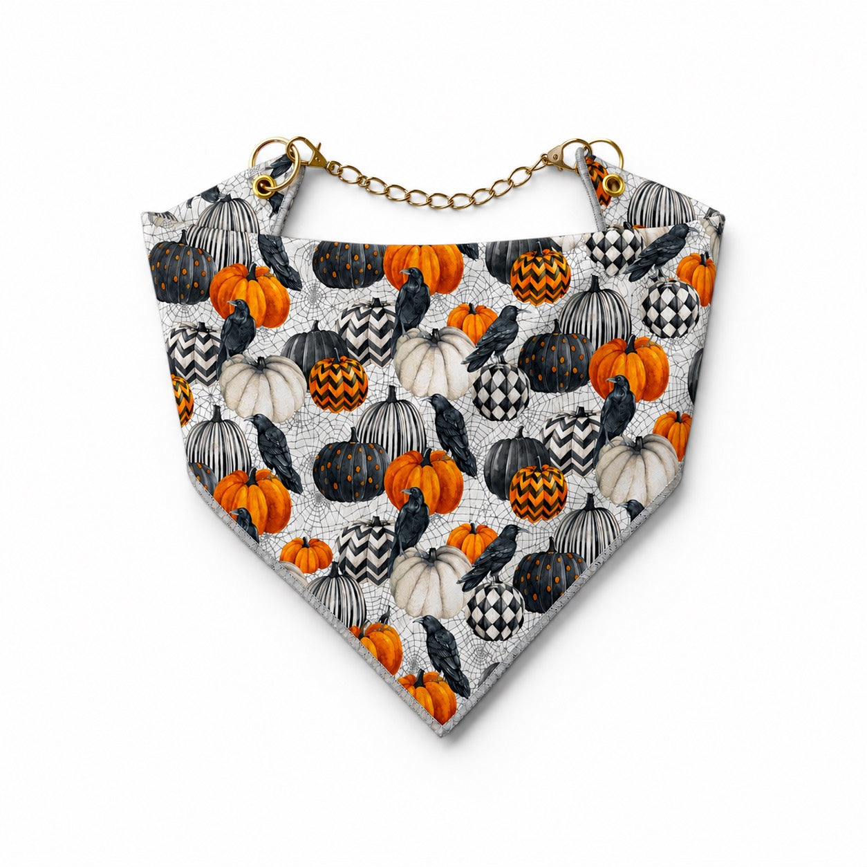 Adjustable Strap Dog Bandana - Raven Harvest with gold hardware - hundhaus.dog