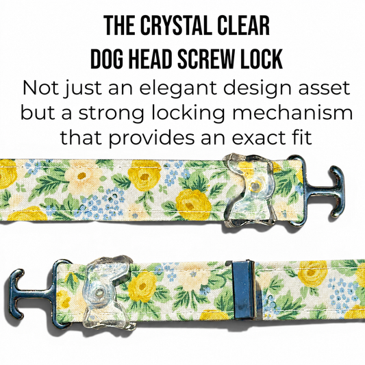 Classic Collar in Yellow Rosebud with Silver hardware - hundhaus.dog