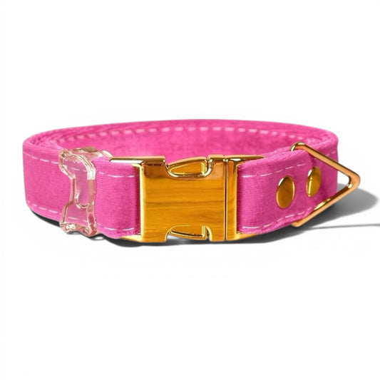 Luxe Velvet Dog Collar in Pink - hundhaus.dog