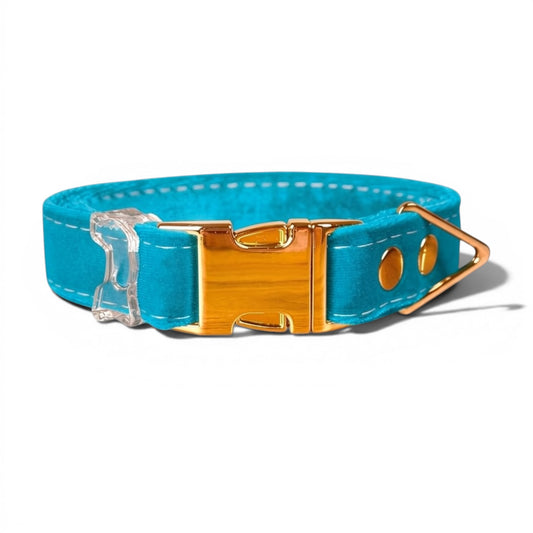 Luxe Velvet Dog Collar in Turqouise - hundhaus.dog