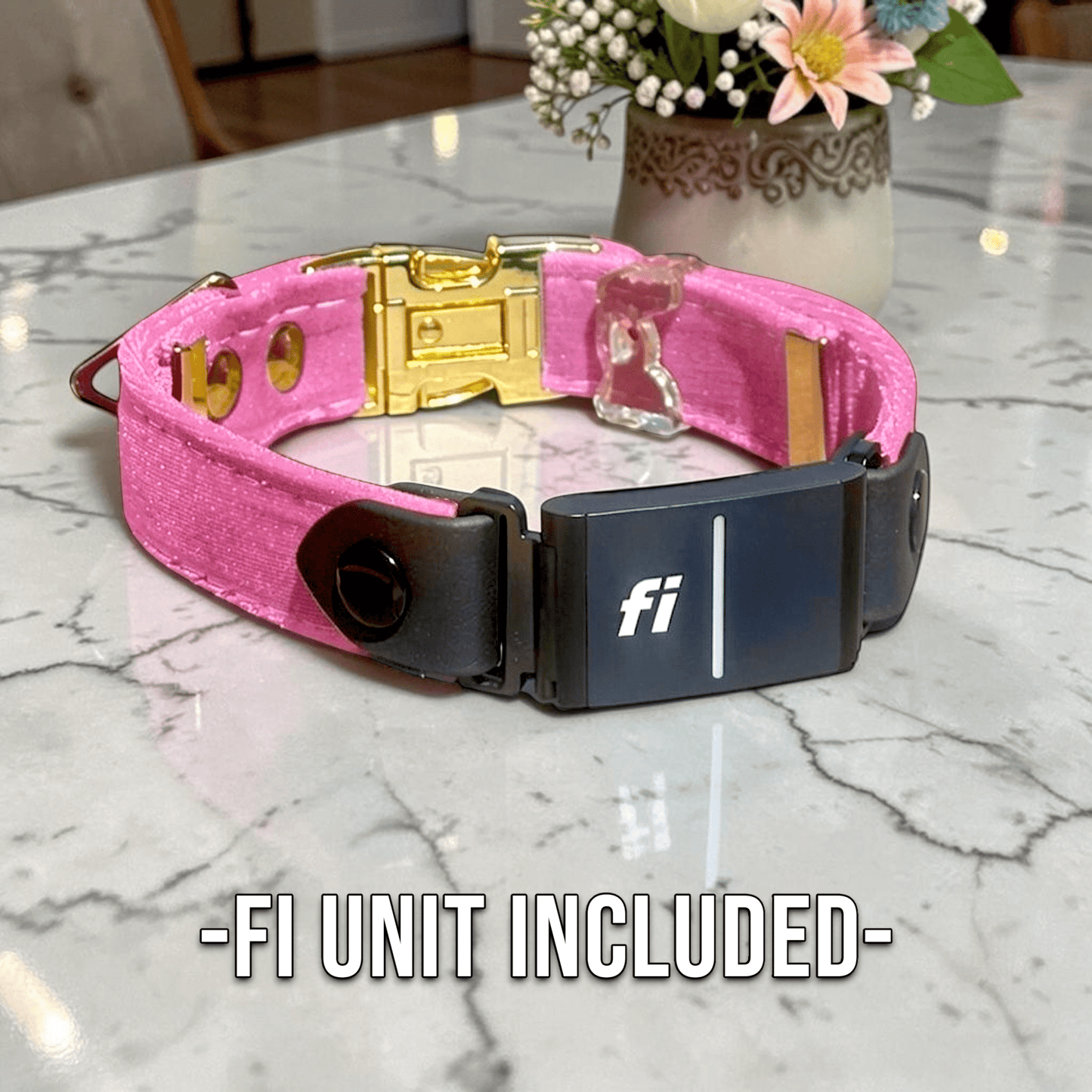 Luxe Velvet Fi - Compatible Dog Collar - Fi GPS Included - hundhaus.dog