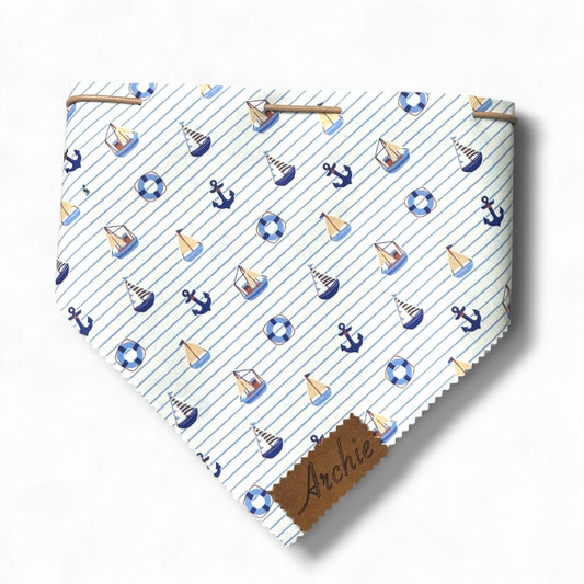Nautical Pup leather drawstring Dog Bandana - hundhaus.dog