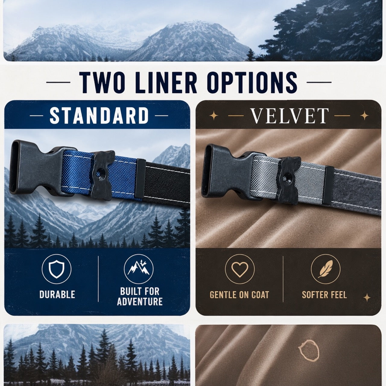Rugged Waterproof AirTag Dog Collar standard and velvet liner options by HUND HAUS