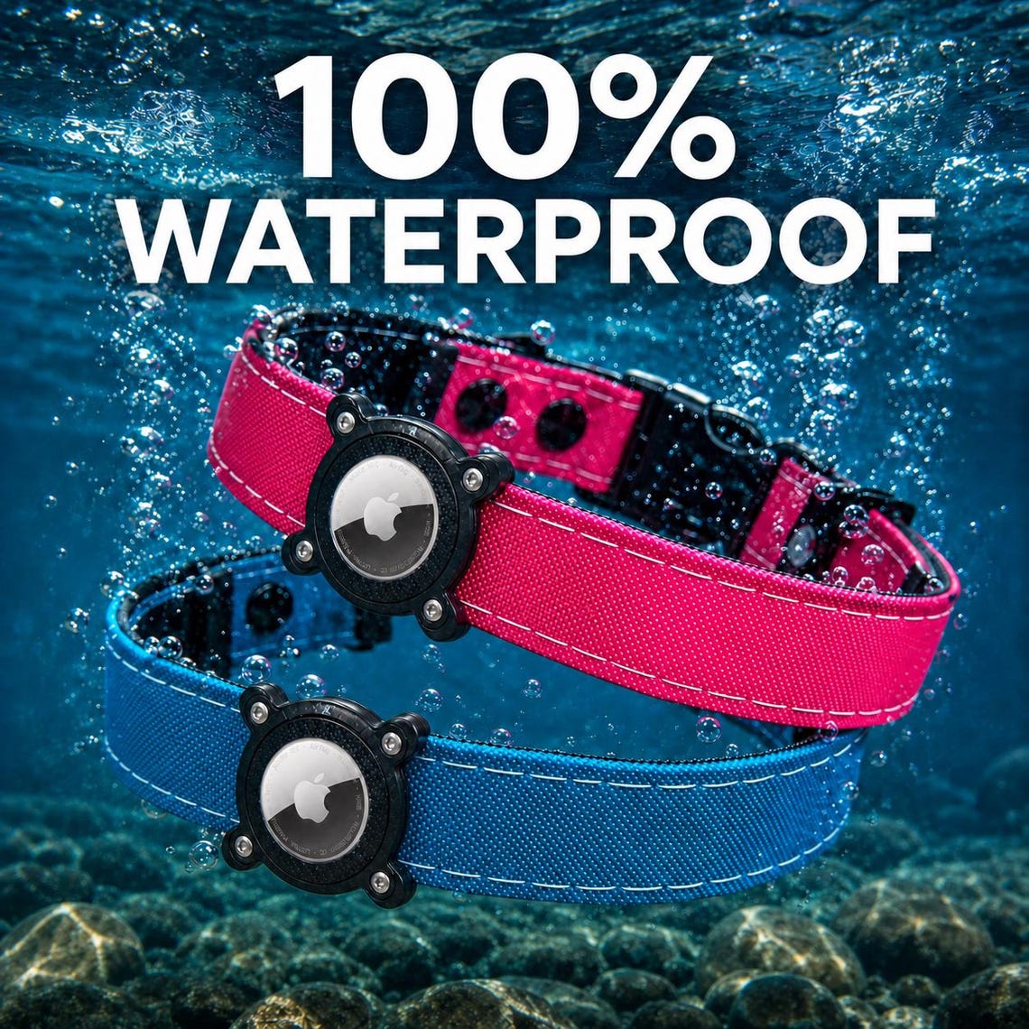 Rugged Waterproof AirTag Dog Collar with Holder - hundhaus.dog