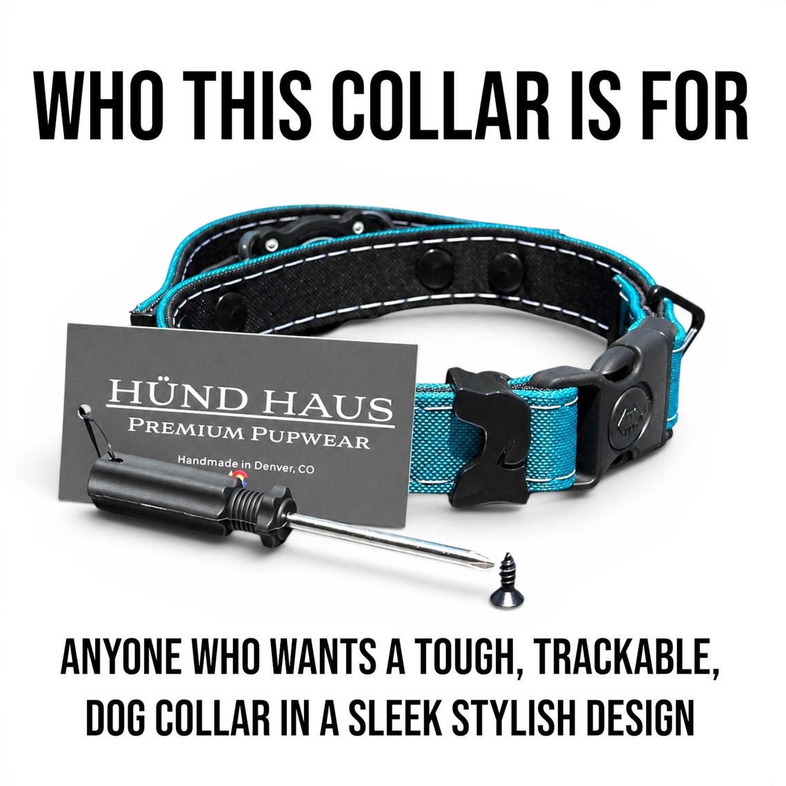 Rugged Waterproof AirTag Dog Collar with Holder - hundhaus.dog