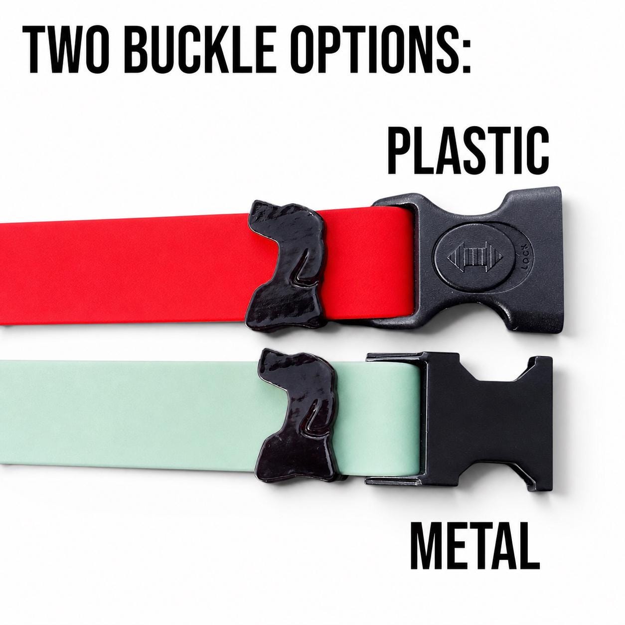 Sport dog collar plastic and metal side-release buckle options
