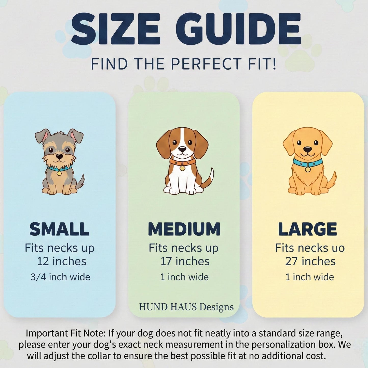 HÜND HAUS Sport dog collar size guide for small, medium, and large dogs