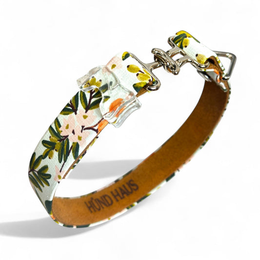 Wildflower Meadow Dog Collar – Handmade Canvas Dog Collar with Rifle Paper Co. Floral Print - hundhaus.dog