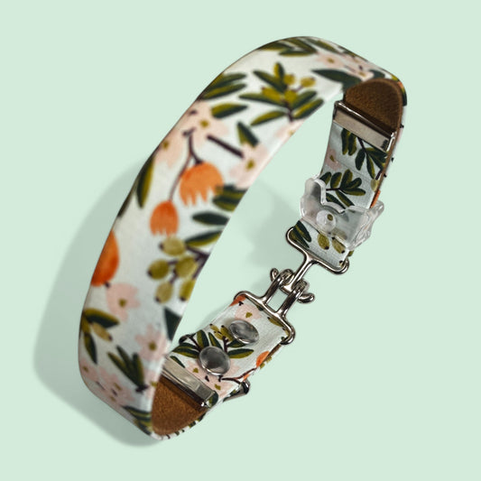Wildflower Meadow Dog Collar – Handmade Canvas Dog Collar with Rifle Paper Co. Floral Print - hundhaus.dog